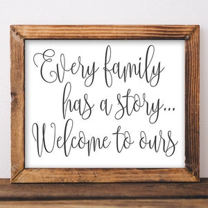 Family Printable Art, Every family has a story Welcome to ours printable quote print black and white printable wall art digital art