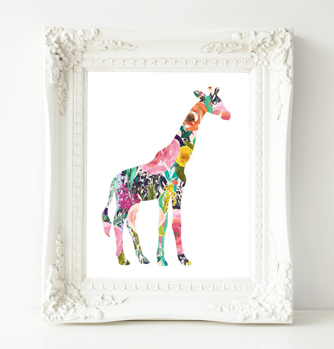 Printable Wall Art, Giraffe Printable Art, Baby Girl Nursery Decor ...