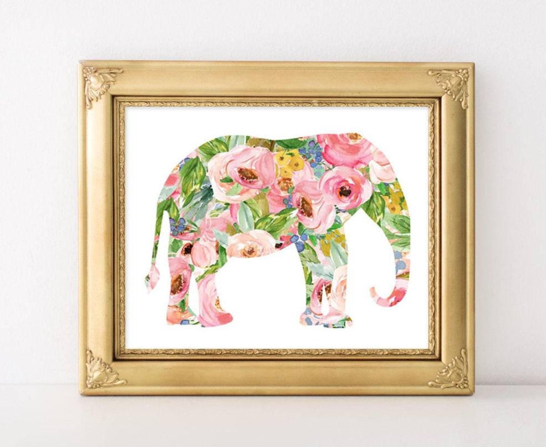 Printable Wall Art Elephant Printable Art Baby Girl Nursery Decor ...