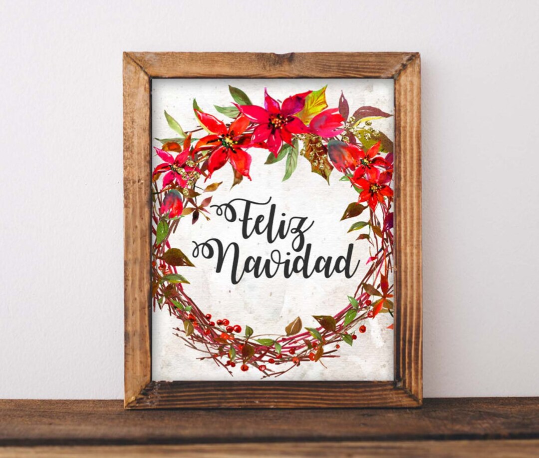 Christmas Printable Art Feliz Navidad Merry Christmas Print Watercolor ...