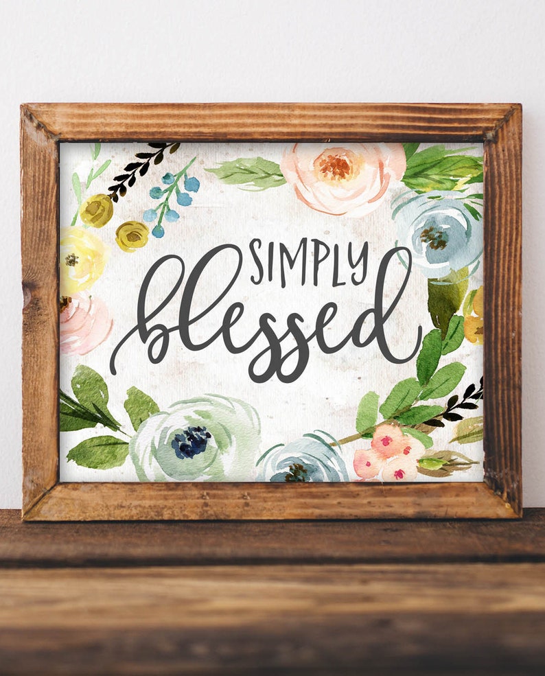 Printable Wall Art Simply Blessed Farmhouse Decor Printables - Etsy