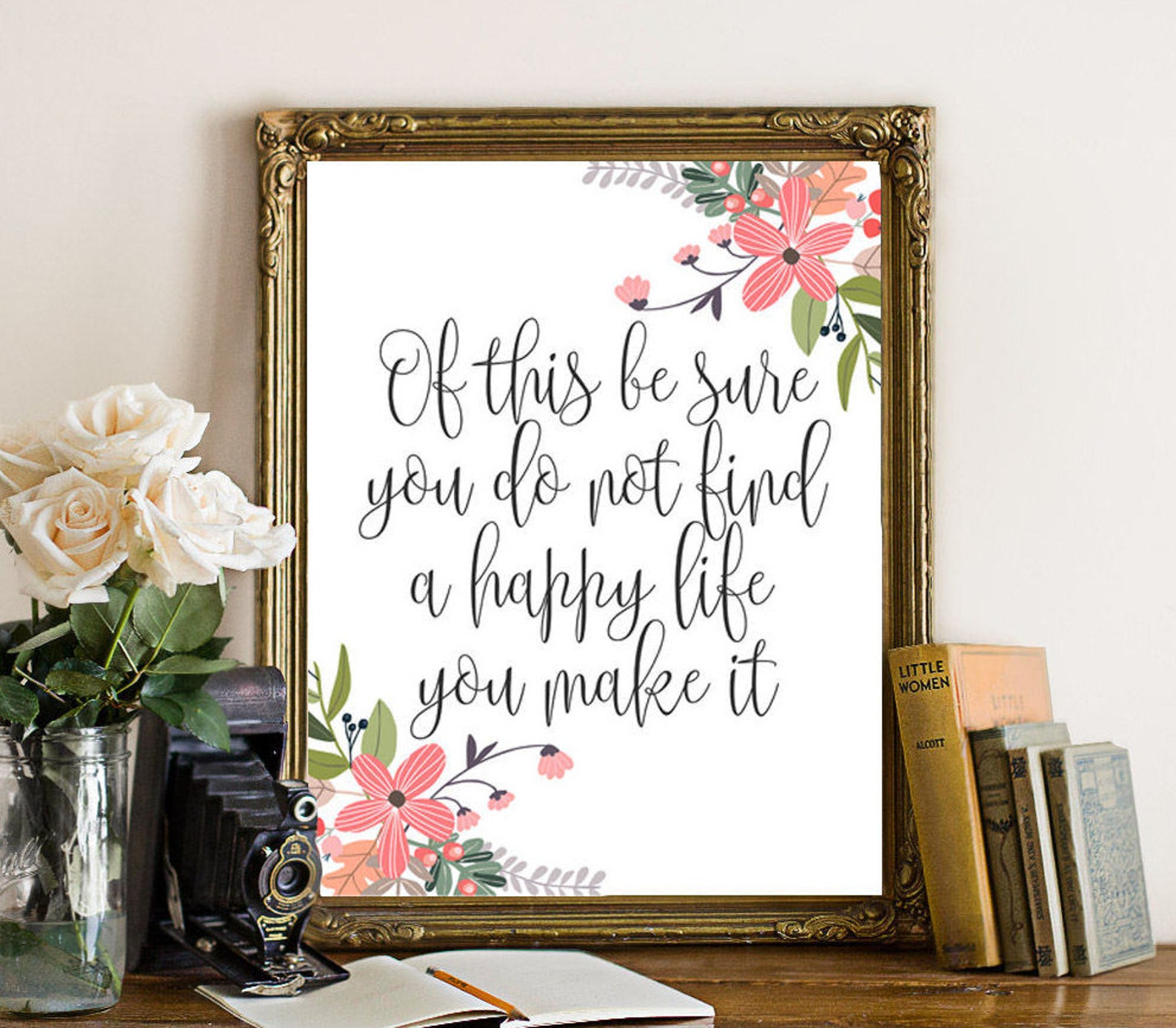Printable Wall Art Happy Printable Life Print Quote Printable - Etsy