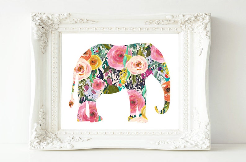 Printable Wall Art Elephant printable art Baby Girl Nursery Etsy