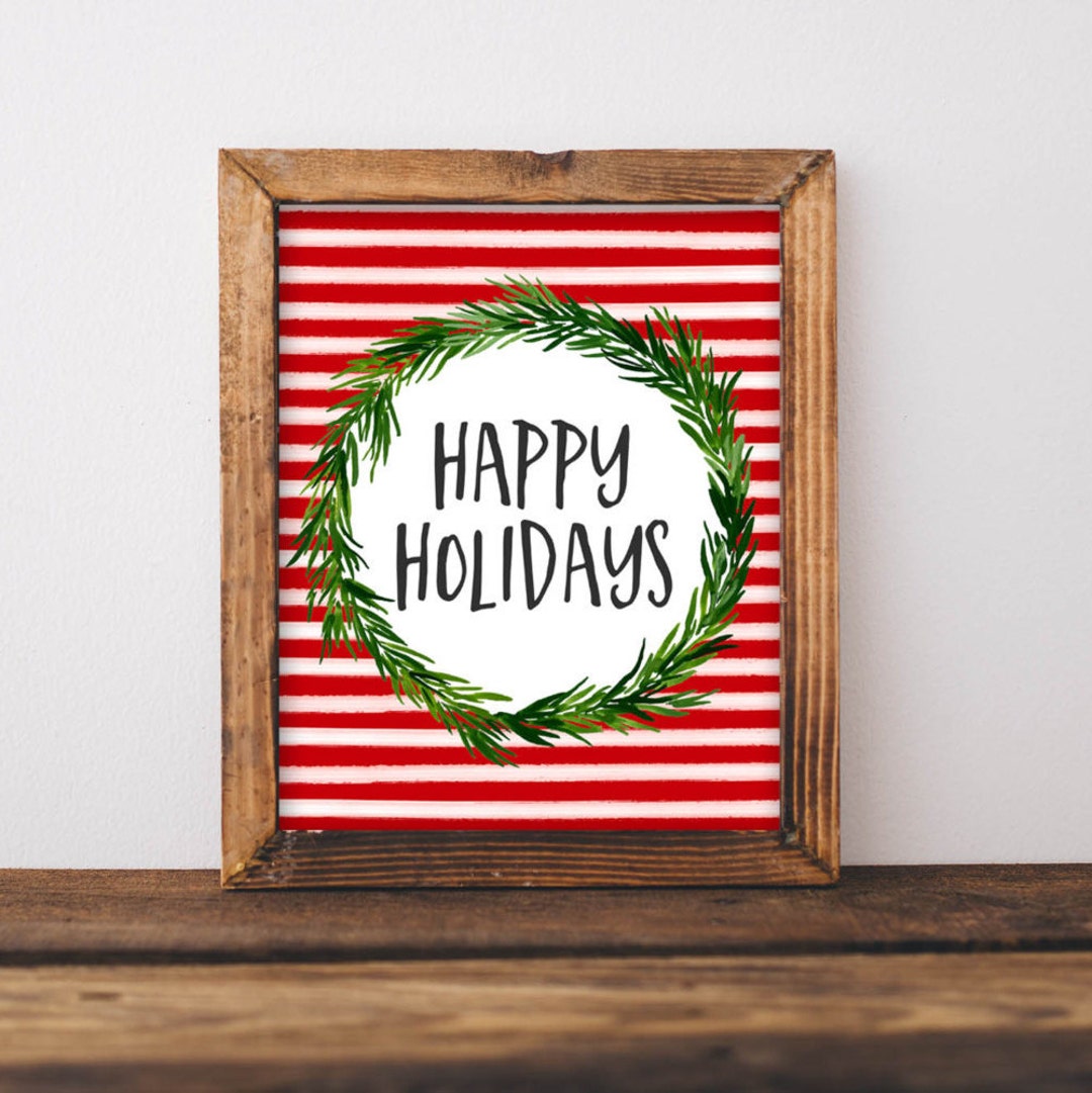 Christmas Printable Art Happy Holidays Print Watercolor Christmas Art ...