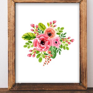 Floral Printable Art, Floral Bouquet Wall Art, Nursery Decor, Home ...
