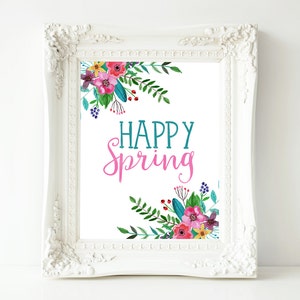 Spring Printable Wall Art, Happy Spring printable art, Spring decor, Easter art, Welcome Spring wall decor, Easter poster, gallery wall
