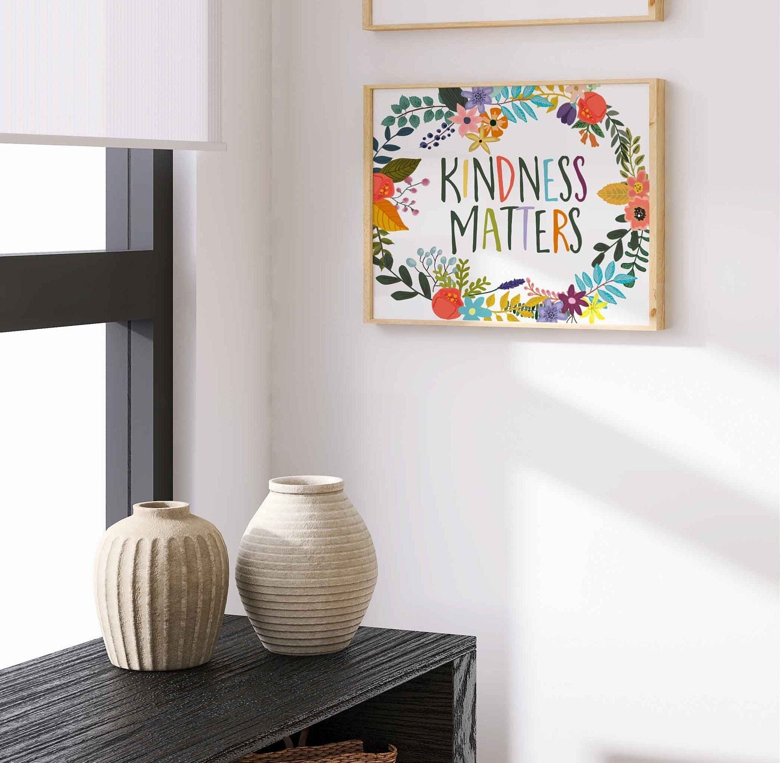 Kindness Matters Print Aesthetic Teacher Classroom Poster Inclusivity Quote Home Decor Printable Wall Art Colorful Floral Digital Download
