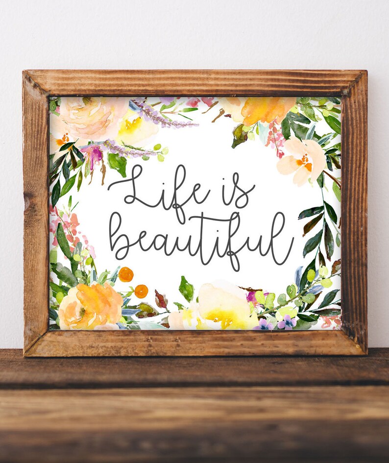 Printable Wall Art Life is Beautiful Inspirational Quotes Etsy