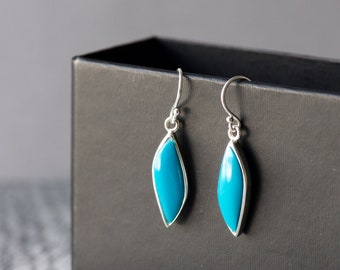 Turquoise Dangle Earrings, 925 Sterling Silver, Boho Earrings, Gift For Her