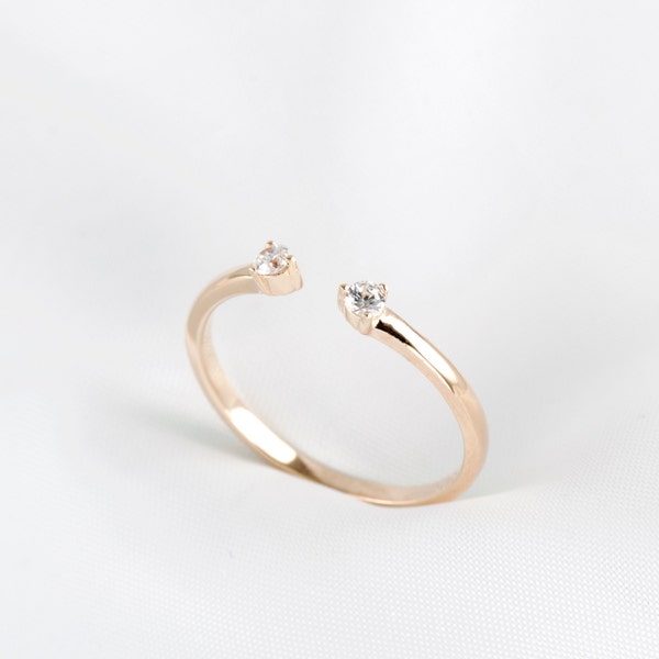 14k Rose Gold Plated Cuff Ring, Open Ring, Dainty Ring, Adjustable Ring, Stackable Ring, Rose Gold Ring, Gift For Her, Minimalist Ring