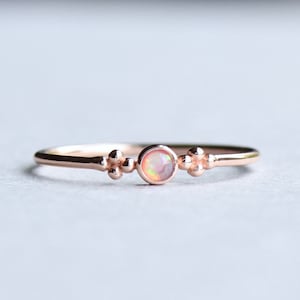 Rose Gold Vermeil Ring, Opal Ring, Minimalist Ring, Round Ring, Dainty Ring, 925 Sterling Silver Ring image 1