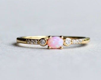 Gold Vermeil Ring, Opal Ring, Round Ring, Dainty Ring, 925 Sterling Silver Ring D2