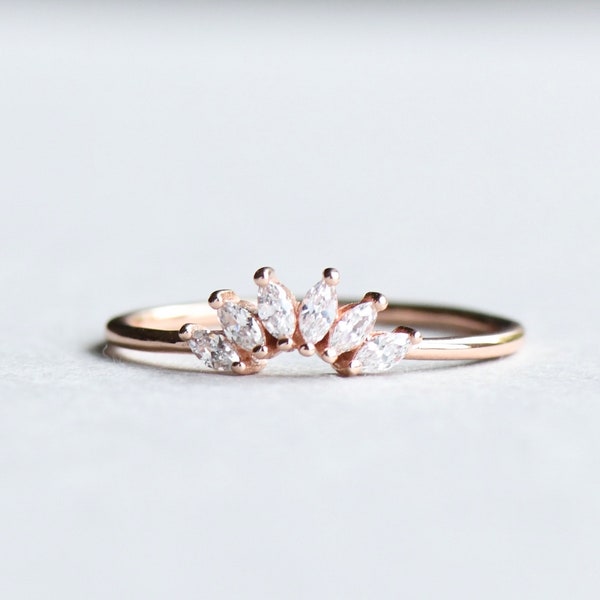 Rose Gold Vermeil Ring, Marquise Ring, Ring Enhancer, Ring Wrap, Minimalist Ring, Tiara Ring, Dainty Ring, Petal Ring, Rose Gold Flower Ring