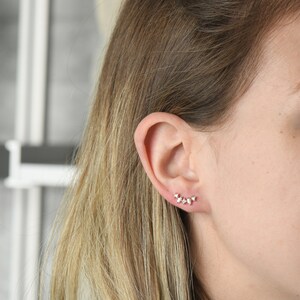 Rose Gold Plated With Cz Petite Ear Climber For Women