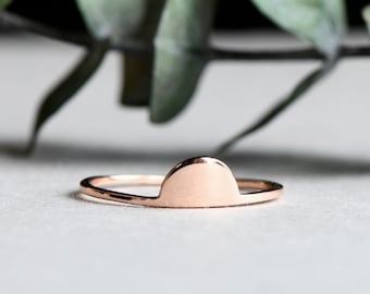 Rose Gold Vermeil Half Moon Ring, 925 Sterling Silver, Rose Gold Ring, Roseandchoc Ring, Stacking Ring, Dainty Ring, Minimalist Ring