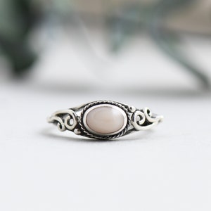 Mother of Pearl Ring, Pink Ring, 925 Sterling Silver Ring, Rose and Choc Ring, Boho Ring, Gift For Her image 1