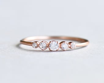 Rose Gold Vermeil Ring, Five Stone Ring, Engagement Ring, Anniversary Gift, Stacker Ring, Rose and Choc Ring