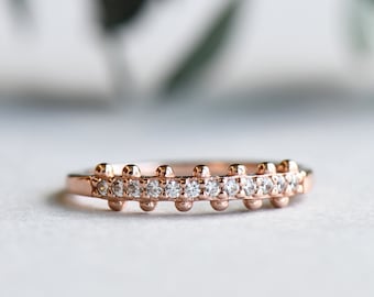 Rose Gold Vermeil Half Eternity Ring, Engagement Ring, Anniversary Gift, Stacker Ring, Rose and Choc Ring T3