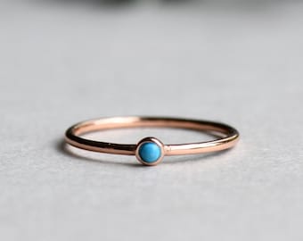 Rose Gold Vermeil Turquoise Ring, Rose and Choc, Dainty Ring, Rose Gold Ring, Boho Ring