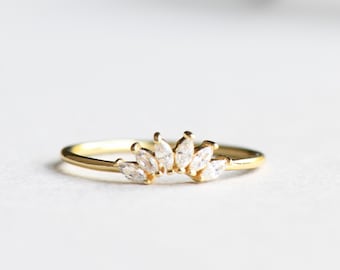 Gold Vermeil Ring, Marquise Ring, Ring Enhancer, Ring Wraps, Minimalist Ring, Tiara Ring, Dainty Ring, 925 Sterling Silver Ring