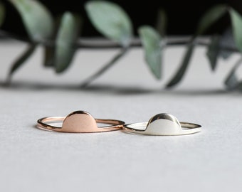 Silver Half Moon Ring, 925 Sterling Silver, Roseandchoc Ring, Stacking Ring, Dainty Ring, Minimalist Ring