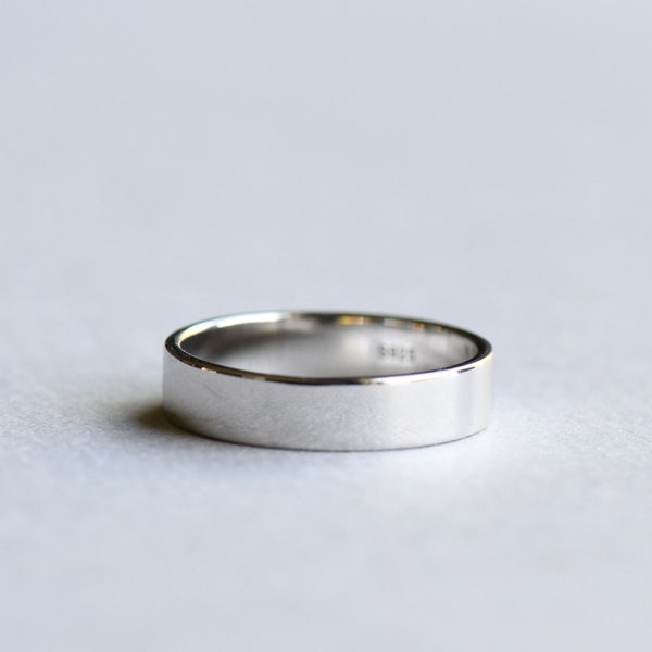 Plain Ring Band, Wedding Band, 925 Sterling Silver Plain Ring, Minimalist Ring, Boyfriend Ring,  Flat Band Ring,  Silver Band 302