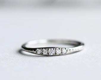 Diamond Ring, 14k White Gold Ring With Diamonds, Signet Ring, Rose and Choc Ring, Dainty Ring, Minimalist Ring, Wedding Band