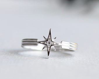 Starburst Ring, 925 Sterling Silver Ring, Celestial Ring, Star Ring, Boho Ring, Art Deco Ring,  Rose and Choc Ring