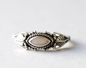 Mother of Pearl Ring, 925 Sterling Silver Ring, Marquise Ring, Roseandchoc Ring, Boho Ring, Art Deco Ring