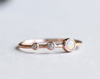 Rose Gold Vermeil Ring, Opal Ring, Minimalist Ring, Round Ring, Dainty Ring, 925 Sterling Silver Ring