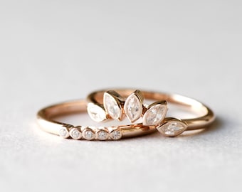 Set of Two Rose Gold/Silver Rings, Ring Wrap, Ring Guard, Rose and Choc Ring, Tiara Ring Set, Dainty Ring, Bezel Ring Set, Statement Ring