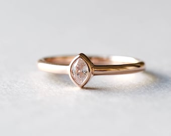 Rose Gold Ring, Oval Ring, Dainty Ring, Marquise Ring, Rose and Choc, Roseandchoc Ring, Solitaire Ring, 925 Sterling Silver Ring