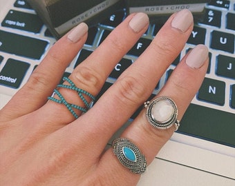 Sale Sterling silver pearl ring Large everyday ring,Pearl Cocktail ring Two tones gemstone ring Vintage Ring Mother of pearl cable ring