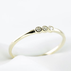 Gold Plated Trio Bezel Ring, Minimalist Ring, Dainty Ring, 925 Sterling Silver Ring, Minimalist Jewelry, Yellow Gold Ring