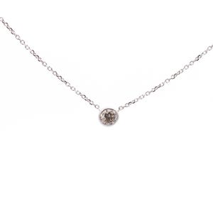 14K White Gold 1 Carat Bezel Natural Diamond Necklace