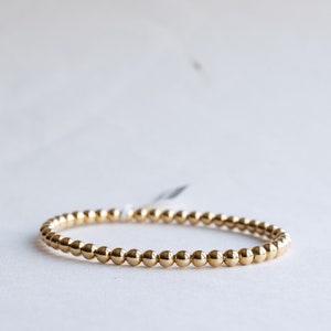 18K Gold Bead Stretch Bracelet, 4mm Bead Bracelet image 1