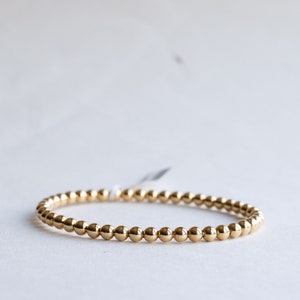 18K Gold Bead Stretch Bracelet, 4mm Bead Bracelet