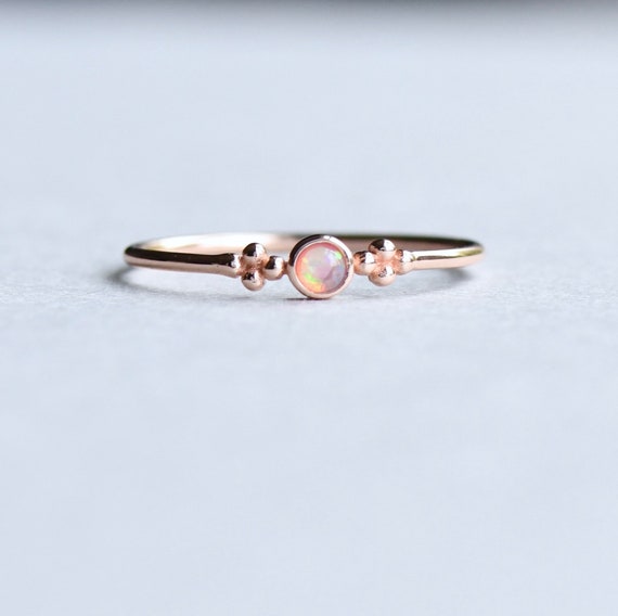 Rose Gold Vermeil Ring, Opal Ring, Minimalist Ring, Round Ring, Dainty Ring, 925 Sterling Silver Ring