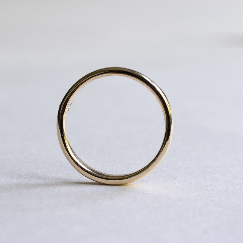 14k Yellow Gold Ruby Ring, 3mm Wedding Band, Flush Setting Ruby Ring, Flat Band, Rose and Choc Ring, Stacking Ring image 5