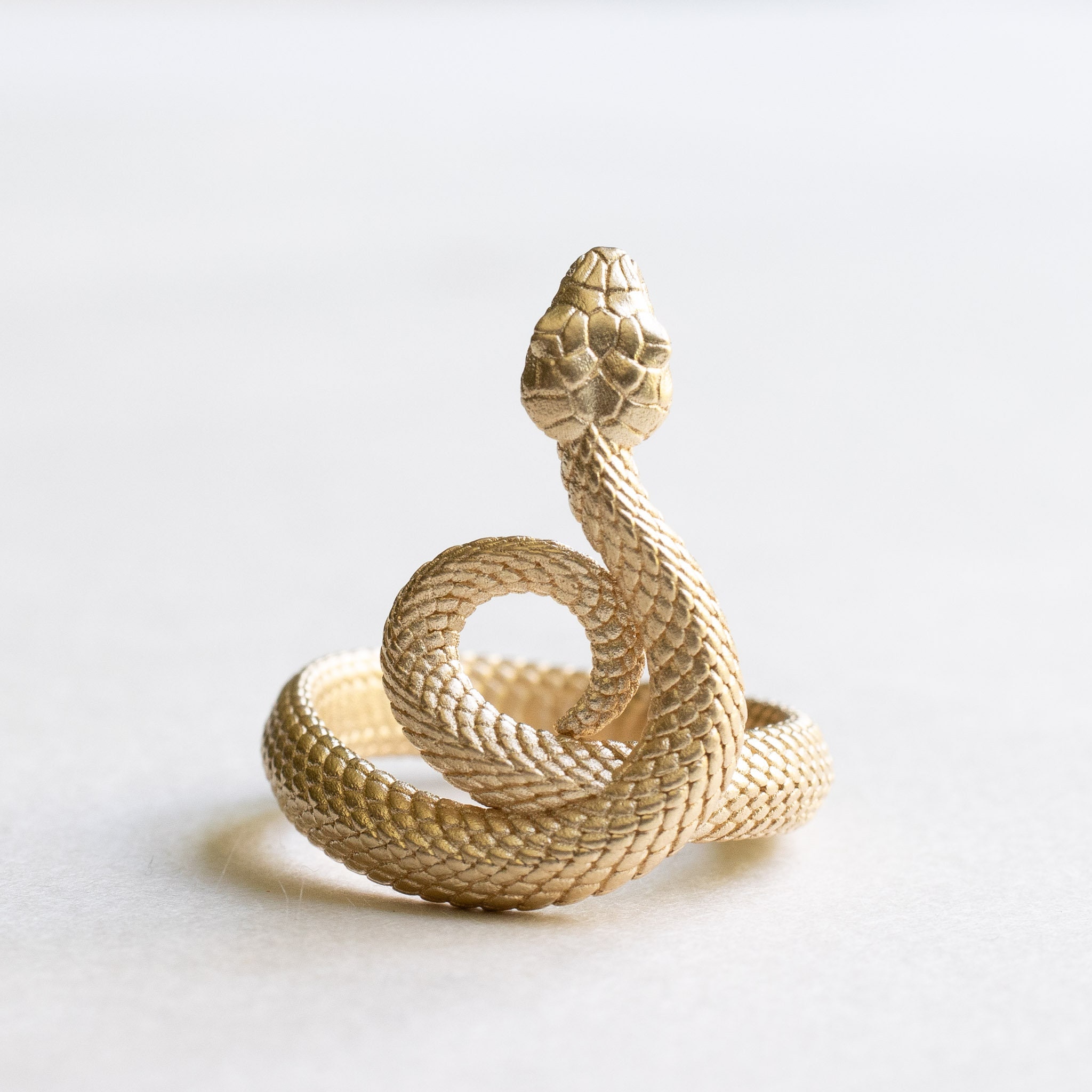 14k Solid Gold Snake Band, Snake Ring, Rose and Choc Ring, Serpent Ring, Spiral Snake Ring