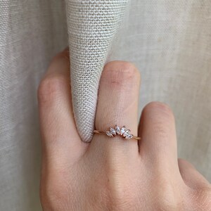 Rose Gold Vermeil Ring, Marquise Ring, Ring Enhancer, Ring Wrap, Minimalist Ring, Tiara Ring, Dainty Ring, Petal Ring, Rose Gold Flower Ring image 2