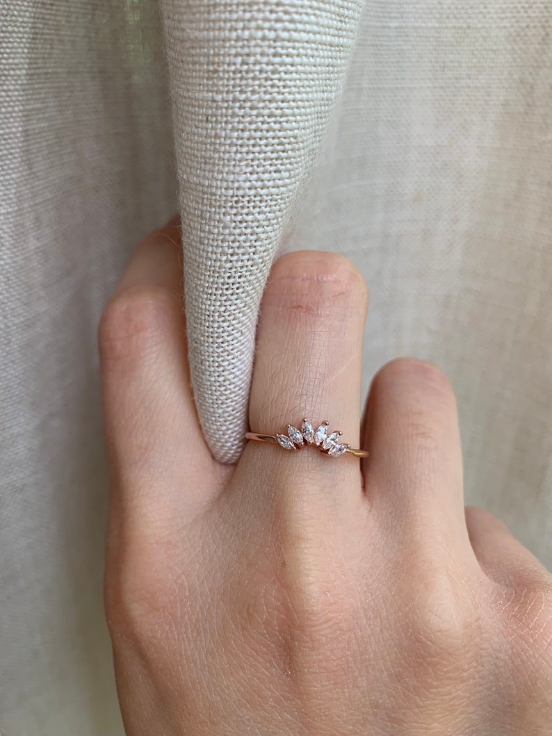 Rose Gold Vermeil Ring, Marquise Ring, Ring Enhancer, Ring Wrap, Minimalist Ring, Tiara Ring, Dainty Ring, Petal Ring, Rose Gold Flower Ring image 2