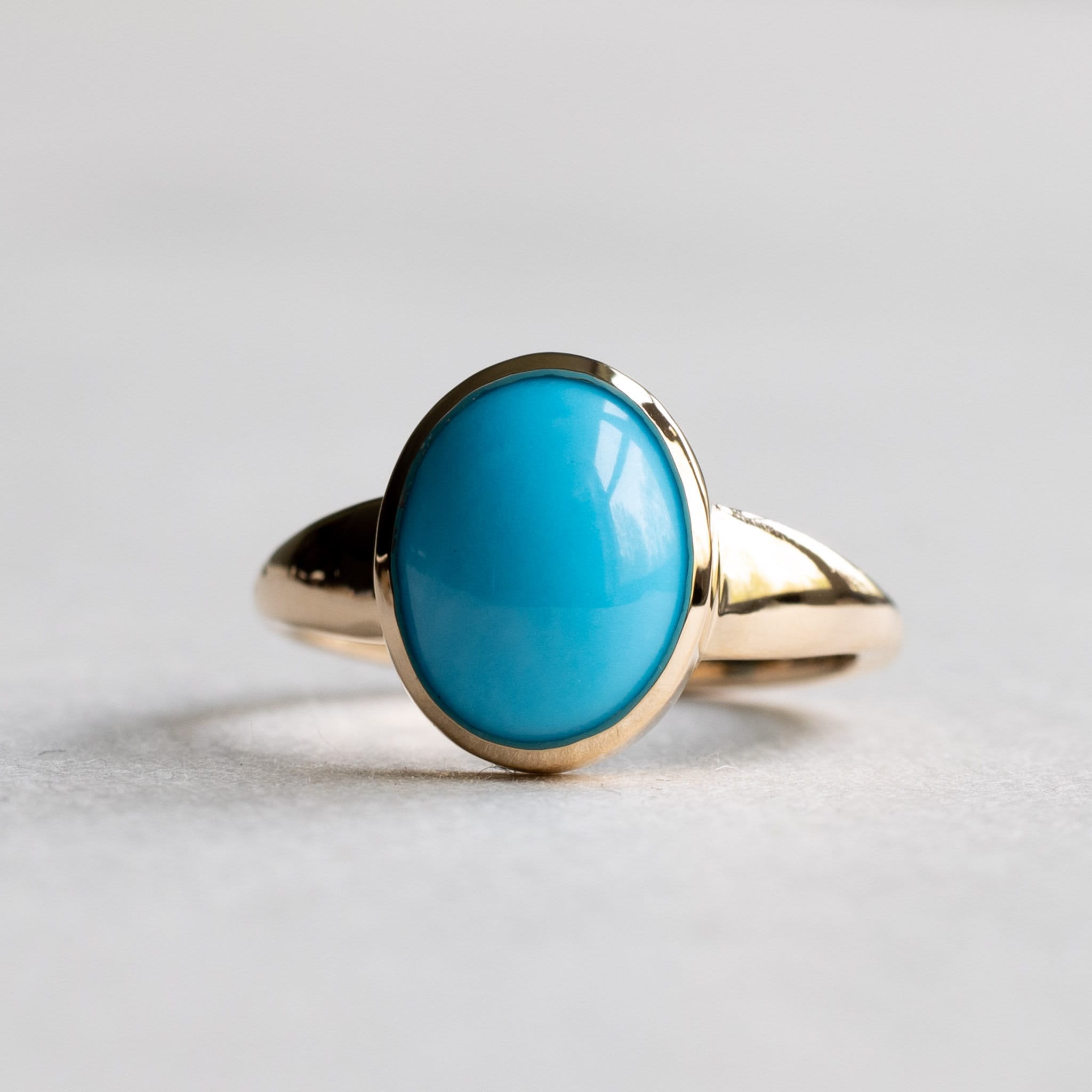 18k Yellow Gold Turquoise Cabochon Ring Sleeping Beauty - Etsy