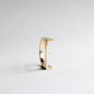 14K Yellow Gold Initial Ring - Personalized Letter Ring