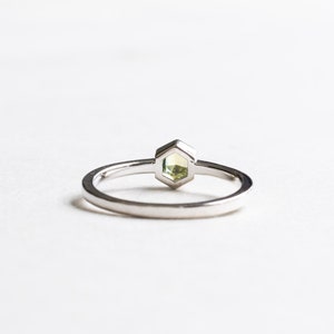 14K Two Tone Sapphire Hexagon Ring, Parti Sapphire Ring, Australian Sapphire Ring image 4