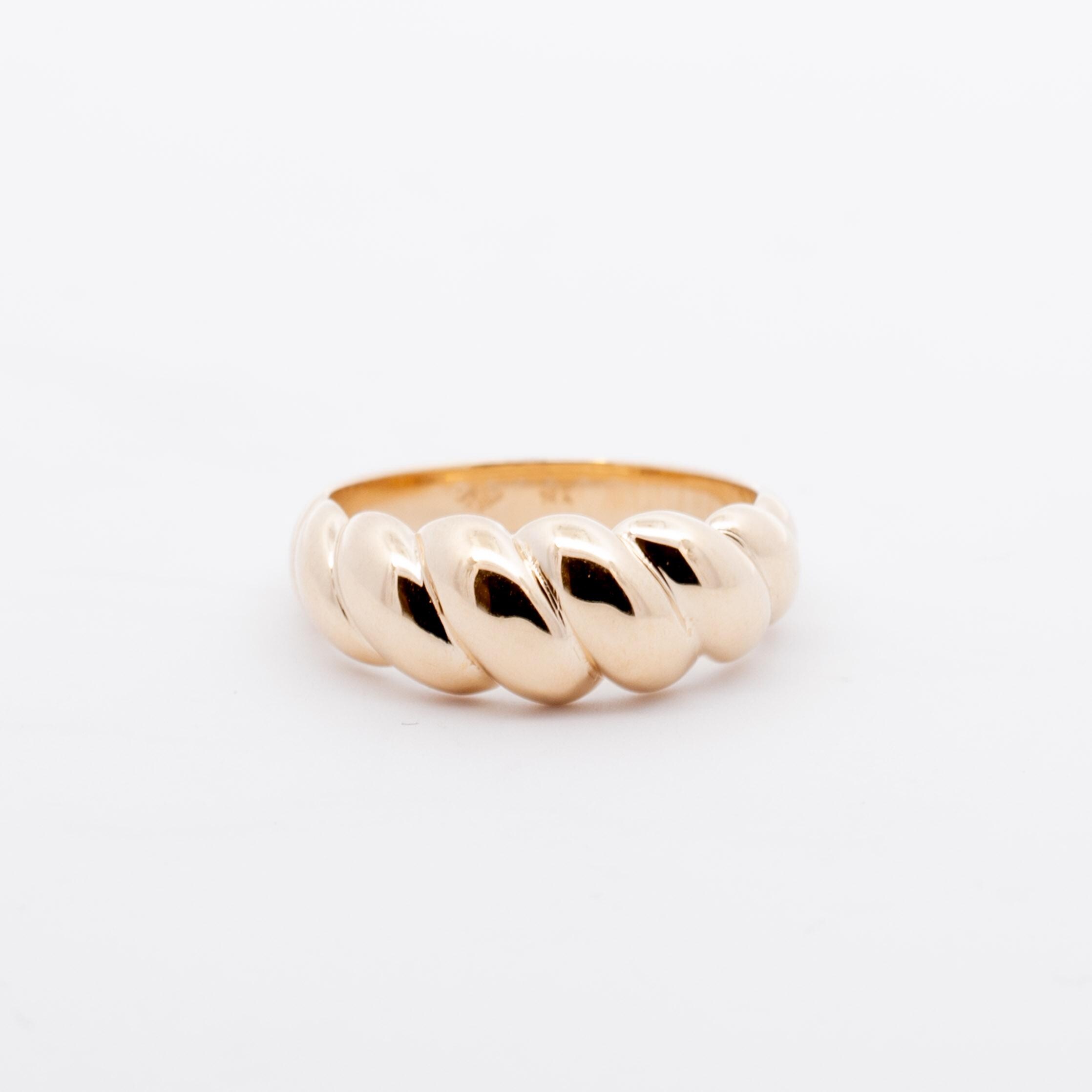 Puff Rib Ring 14K Croissant Ring, Puff Ring, Chunky Ring, Rose and Choc Ring - Etsy