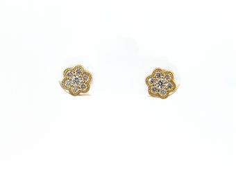 14K Yellow Gold Diamond Stud Earrings: 1/4cttw