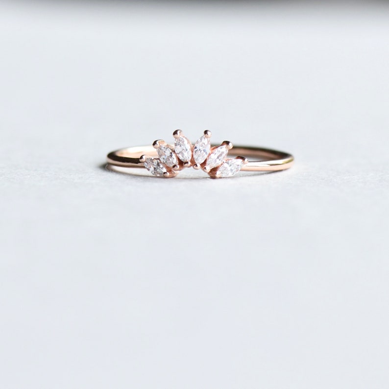 Rose Gold Vermeil Ring, Marquise Ring, Ring Enhancer, Ring Wrap, Minimalist Ring, Tiara Ring, Dainty Ring, Petal Ring, Rose Gold Flower Ring image 1