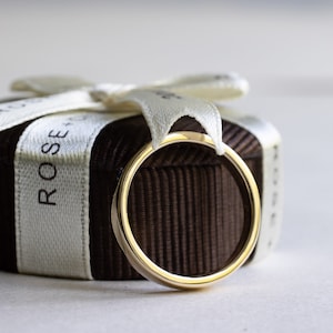 14k Yellow Gold Ruby Ring, 3mm Wedding Band, Flush Setting Ruby Ring, Flat Band, Rose and Choc Ring, Stacking Ring image 2