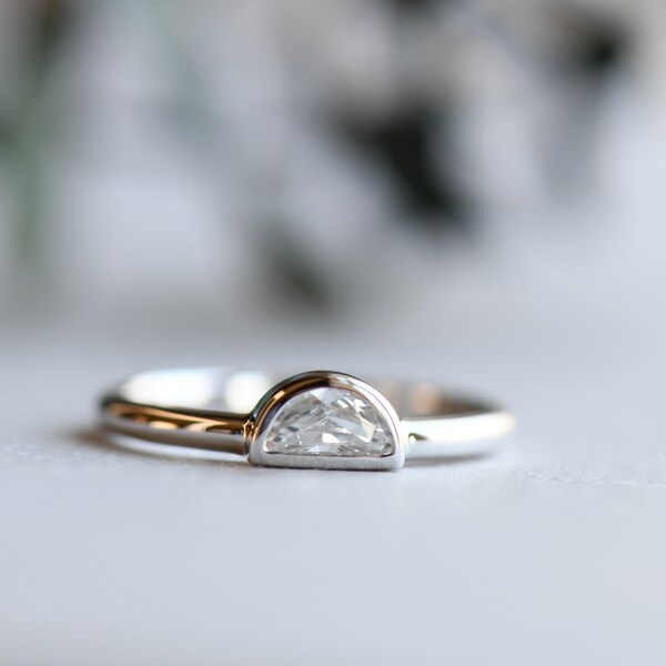 Half Moon Sterling Silver Ring, 925 Sterling Silver, Roseandchoc Ring, Stacking Ring, Dainty Ring, Minimalist Ring